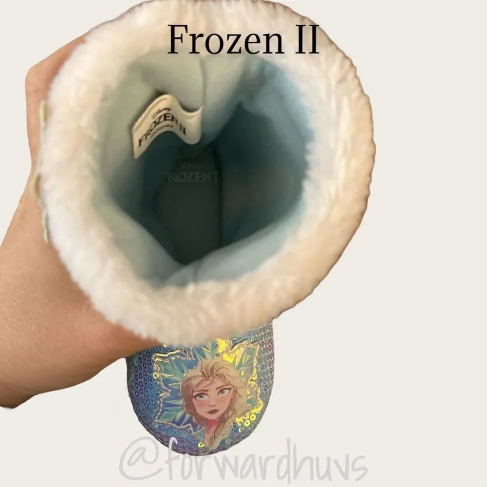 Frozen II - 2 Pair Sequin Kids Booties and Slippers Size 7/8